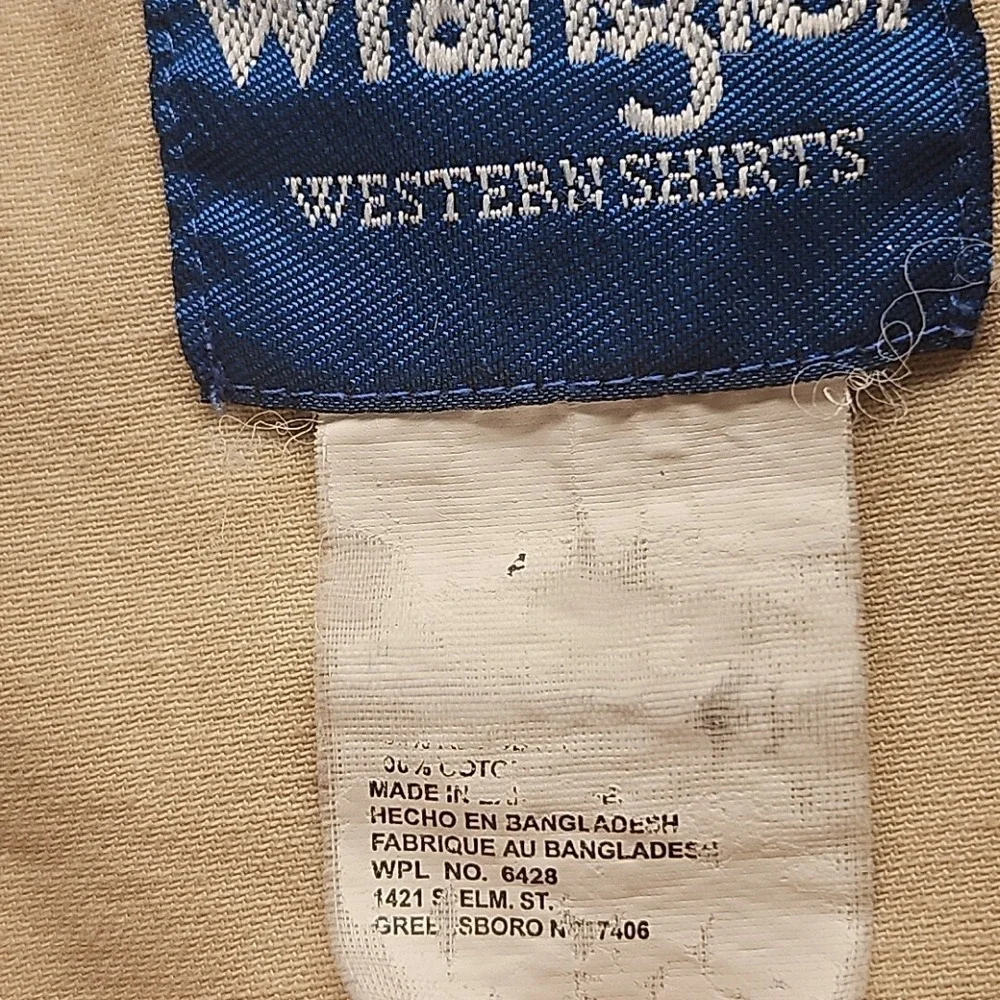 Wrangler Shirt Mens Extra Large No Size Tag Western Beige Button Twill See Meas‎
